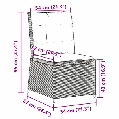 Градински диван с възглавница Черно и кремаво бяло полиратан