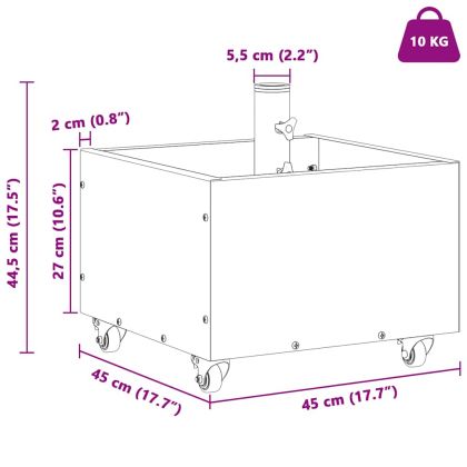 Основание за чадър с саксия Зелен 45 x 45 x 45 cm Стомана
