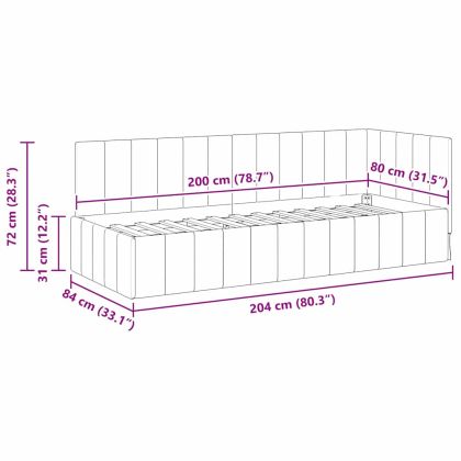 Ъглова рамка за легло Виненочервен 80 см x 200 см Кадифе