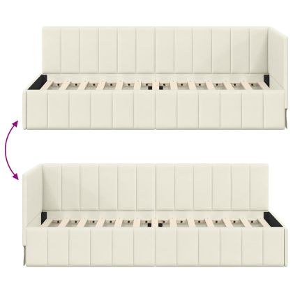 Ъглова рамка за легло с таблото Крем 80 см x 200 см Кадифе