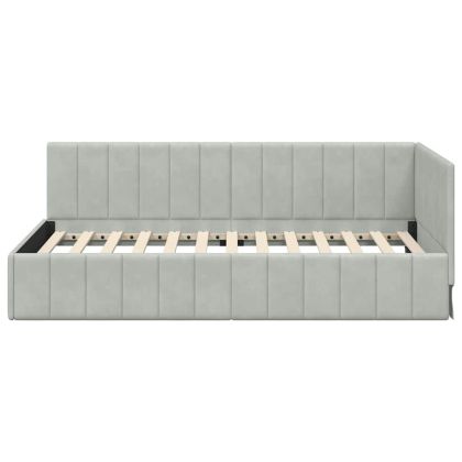 Ъглова рамка за легло Светлосиво 90 см x 200 см Кадифе