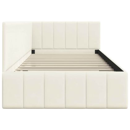 Ъглова рамка за легло с таблото Крем 100 см x 200 см Кадифе