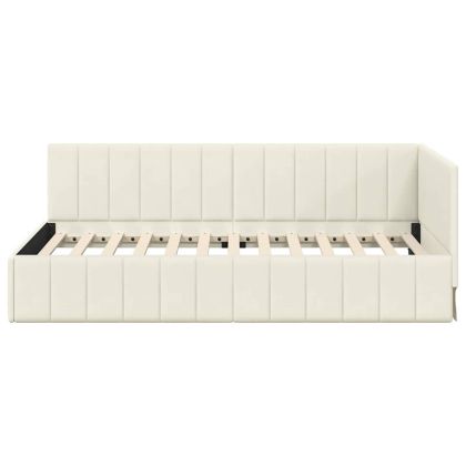 Ъглова рамка за легло с таблото Крем 100 см x 200 см Кадифе