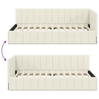 Ъглова рамка за легло с таблото Крем 100 см x 200 см Кадифе