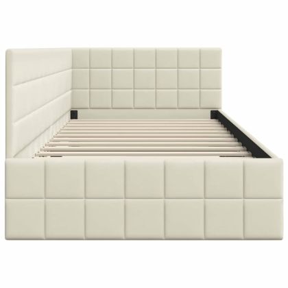 Ъглова рамка за легло с таблото Крем 90 см x 200 см Кадифе