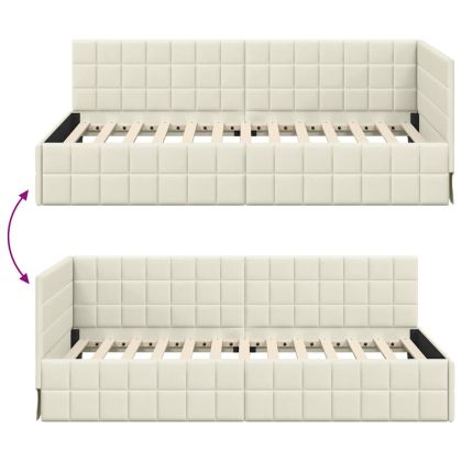 Ъглова рамка за легло с таблото Крем 100 см x 200 см Кадифе