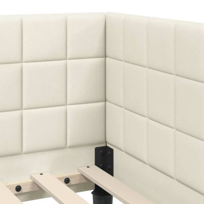 Ъглова рамка за легло с таблото Крем 80 см x 200 см Кадифе