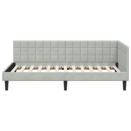 Ъглова рамка за легло Светлосиво 100 см x 200 см Кадифе