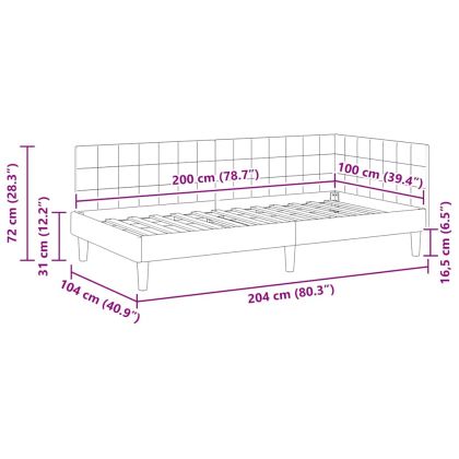 Ъглова рамка за легло с таблото Розово 100 см x 200 см Кадифе