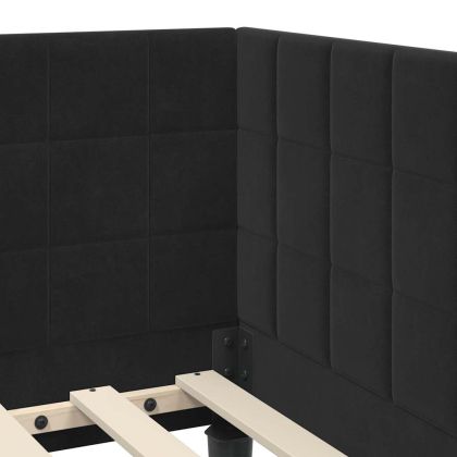Ъглова рамка за легло с таблото Черно 100 см x 200 см Кадифе