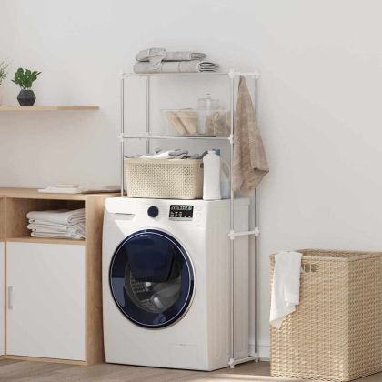 Етажерка за перална машина Бяло 63 x 27 x 136 см Алуминий