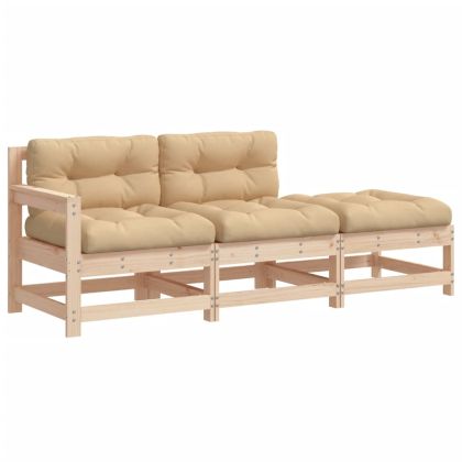 Градински лаундж комплект, 7 части, с възглавници, дърво масив