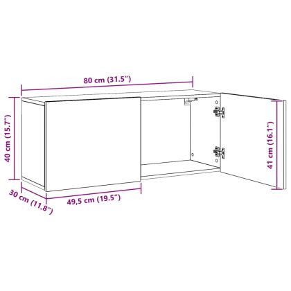 ТВ шкаф, стенен, дъб артизан, 100x30x41 см