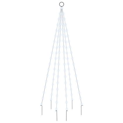 Коледна елха на флагщок, студено бяло, 108 LED, 180 см