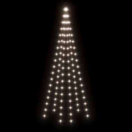 Коледна елха на флагщок, студено бяло, 108 LED, 180 см