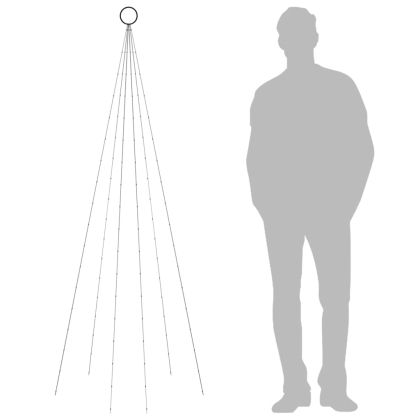 Коледна елха на флагщок, студено бяло, 108 LED, 180 см