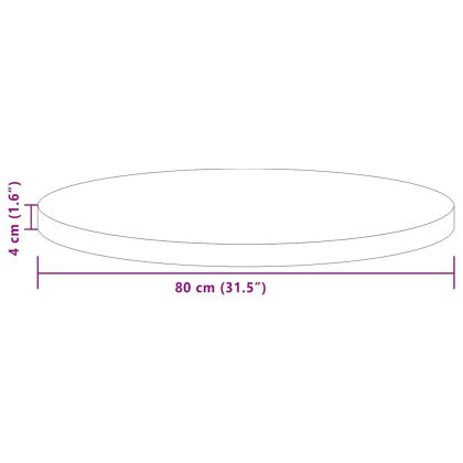 Топ за маса Светлокафяво Ø 80 x 4 cm Солидно дъбово дърво
