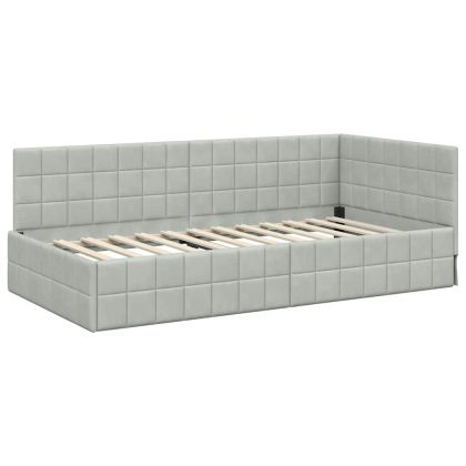 Ъглова рамка за легло Светлосиво 100 см x 200 см Кадифе