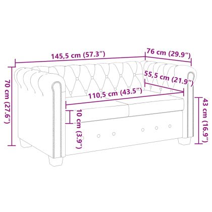 Честърфийлд 2-местен диван изкуствена кожа бял