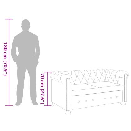 Честърфийлд 2-местен диван изкуствена кожа бял