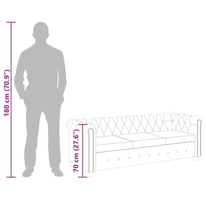 Честърфийлд 3-местен диван изкуствена кожа кафяв