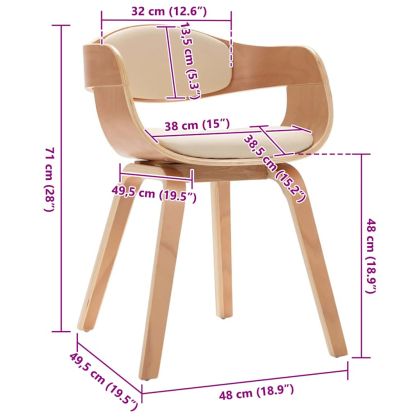 Трапезни столове, 2 бр, извито дърво и изкуствена кожа