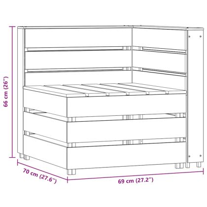 Градински палетен ъглов диван, импрегнирано борово дърво