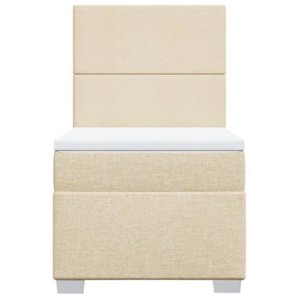 Боксспринг легло с матрак, кремава, 90x190 см, плат