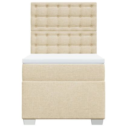 Боксспринг легло с матрак, кремава, 90x190 см, плат