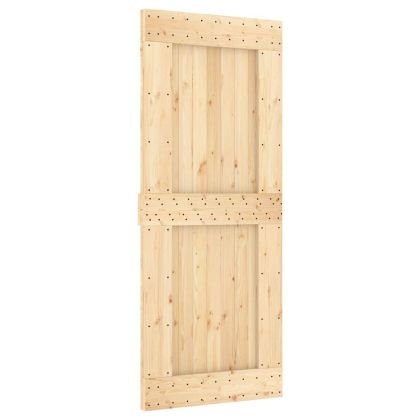 Плъзгаща врата с монтажни части, 85x210 см, борово дърво масив