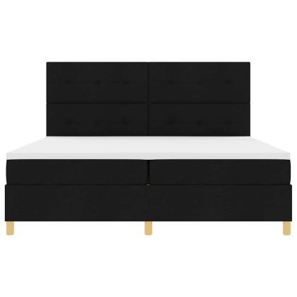 LED кутия за пружини с легло Черно 200 x 200 cm текстил