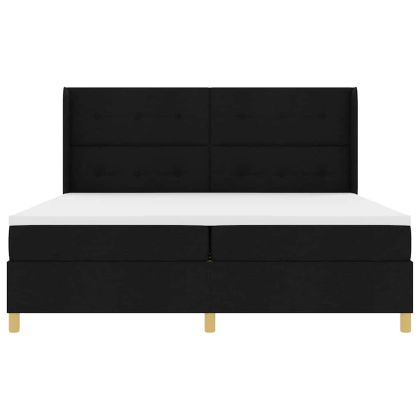 Легло с пружинирана основа с матрак Черно 200 x 200 cm текстил