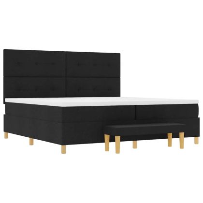 Легло с пружинирана основа с матрак Черно 200 x 200 cm текстил