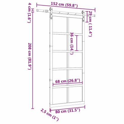 Преплъзваща се врата Кафяво 80 x 208 см Борово дърво масив
