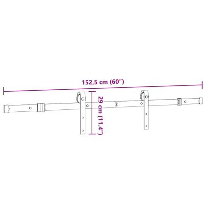 Комплект механизъм за плъзгаща врата, 152,5 см, стомана, черен