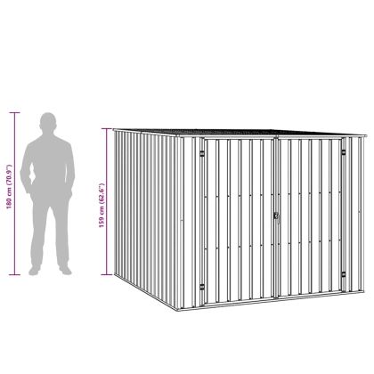 Градинска барака, сива, 195x198x159 см, поцинкована стомана