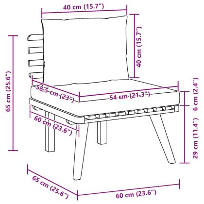 Градински стол с възглавници, масивно акациево дърво