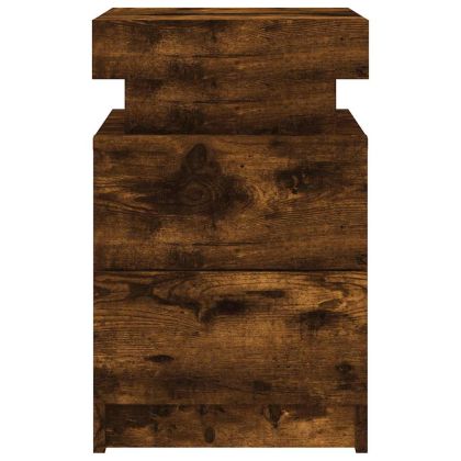 Нощно шкафче с LED осветление, опушен дъб, 35x39x55 см