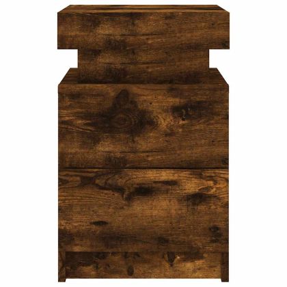 Нощни шкафчета с LED осветление, 2 бр, опушен дъб, 35x39x55 см