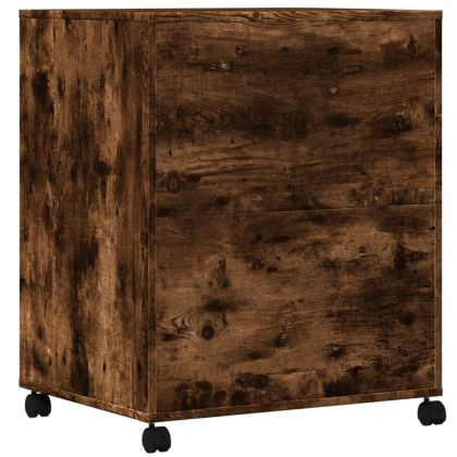 Стойка за принтер с колелца, опушен дъб, 60x48x74 см