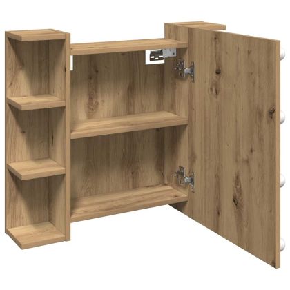 Огледален шкаф с LED, дъб артизан, 70x16,5x60 см