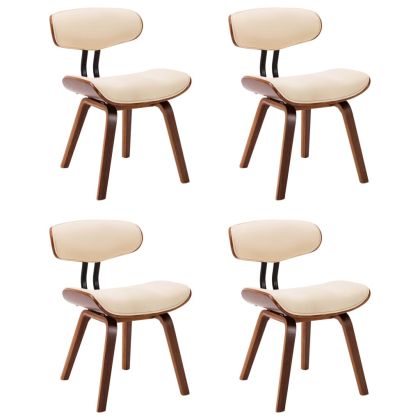 Трапезни столове, 4 бр, кремави, извито дърво и изкуствена кожа