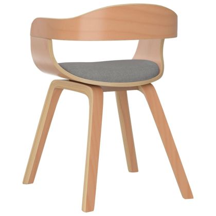 Трапезни столове, 6 бр, таупе, извито дърво и текстил