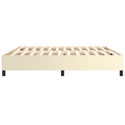 Рамка за легло с пружини кремава 200x200 см изкуствена кожа