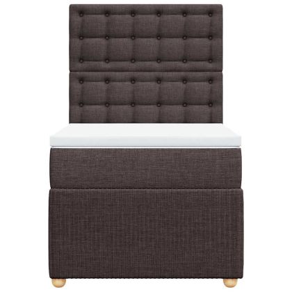 Боксспринг легло с матрак, тъмнокафяво, 90x190 см, плат