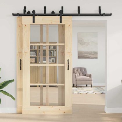 Комплект механизъм за плъзгаща врата, 213,5 см, стомана, черен