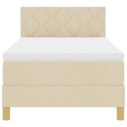 LED кутия за пружини с легло с матрак Крем 90 x 190 cm текстил