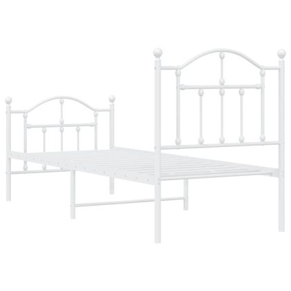 Метална рамка за легло с горна и долна табла, бяла, 75x190 см