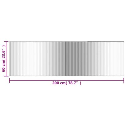 Килим, правоъгълен, сив, 60x200 см, бамбук