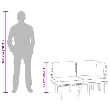 Градински комплект с възглавници, 2 части, акациево дърво масив
